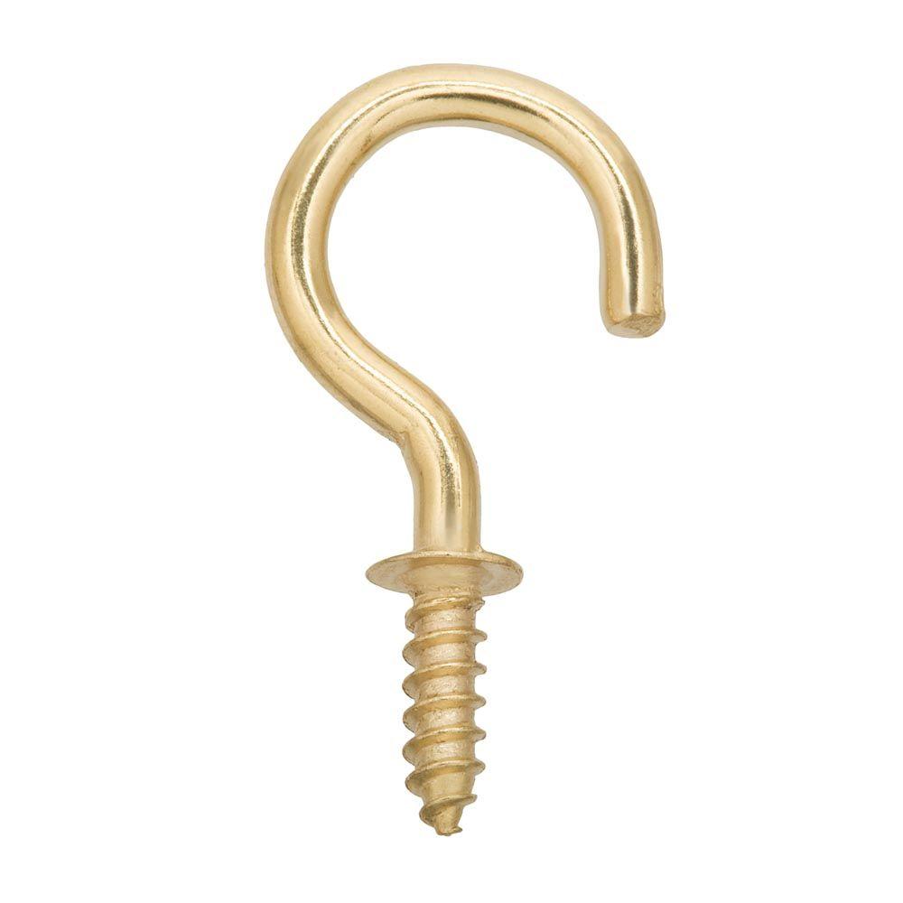 Hook, Brass Cup-Stop Wood-Screw iØ:3/4" Length:1.25"