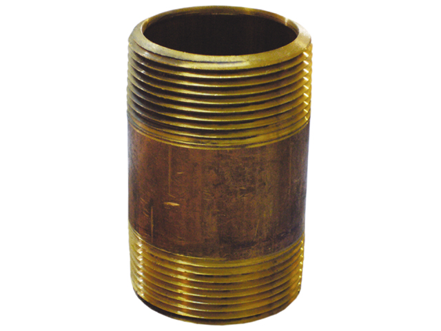 Pipe Nipple, Male Thread:3/8" Length:2-1/2" Non-Tapered Brass