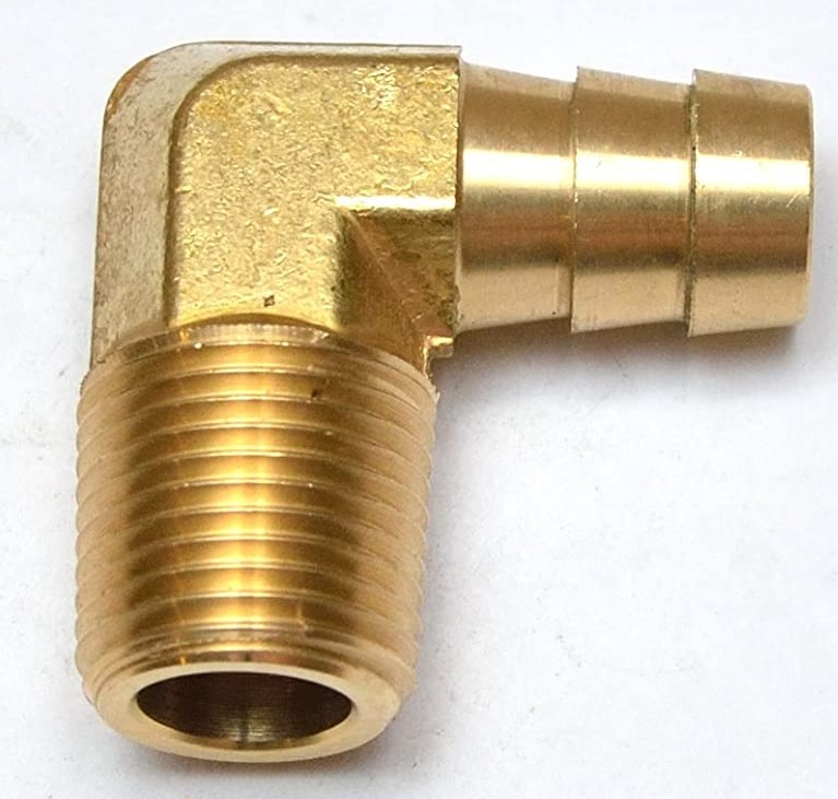 Elbow Thread Barb, Brass Hose:3/8" Pipe:1/2Mpt 90º