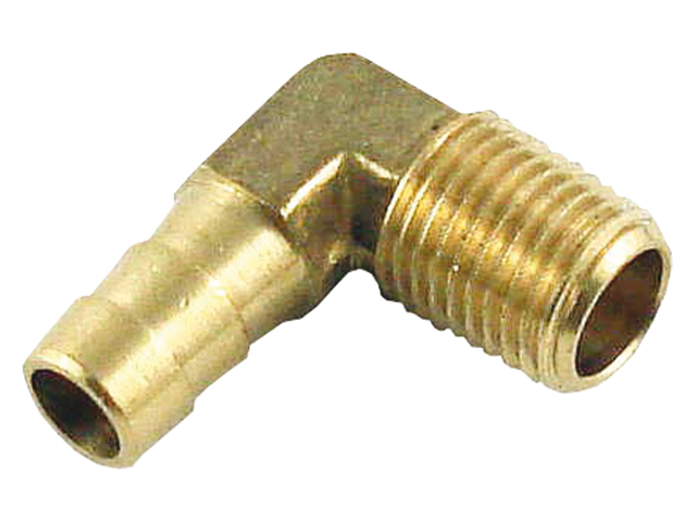 Elbow, Hose:3/8 Thread:1/4Mpt Tapered 90º Brass