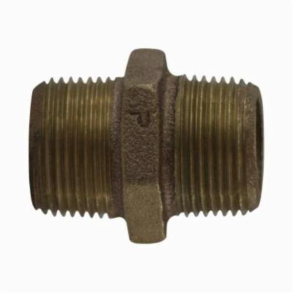 Hex Nipple, Bronze 1" NPT Male Male