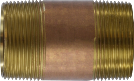 Pipe Nipple, Male Thread:1-1/2" Length:1-3/4" Tapered Brass