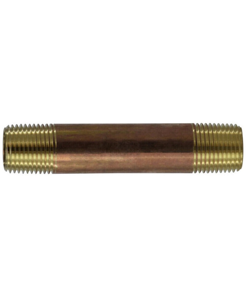 Pipe Nipple, Male Thread:1/2" Length:1-1/2" Tapered Brass