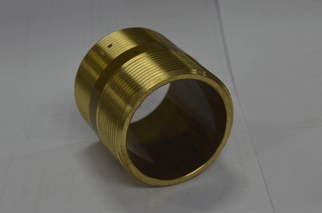 Pipe Nipple, Male Thread:2" Length:2-1/2" Non-Tapered Brass