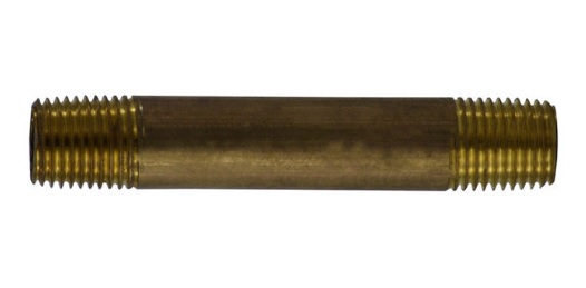 Pipe Nipple, Male Thread:1/4" Length:2" Tapered Brass