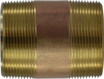 Pipe Nipple, Male Thread:2" Length:2" Tapered Brass