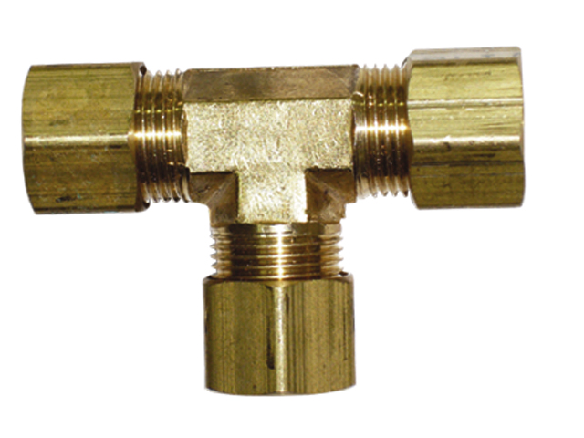 Tee, Brass Full Compression 1/4"