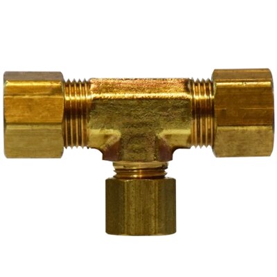 Tee, Reducing 1/4" x 1/4" x 3/8" Compression Brass