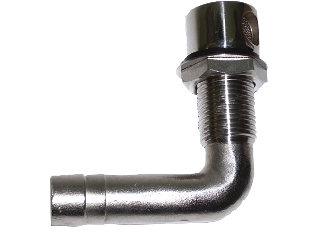 Tank Vent, 90º Stainless Steel for Hose:5/8" Cutout:3/4"