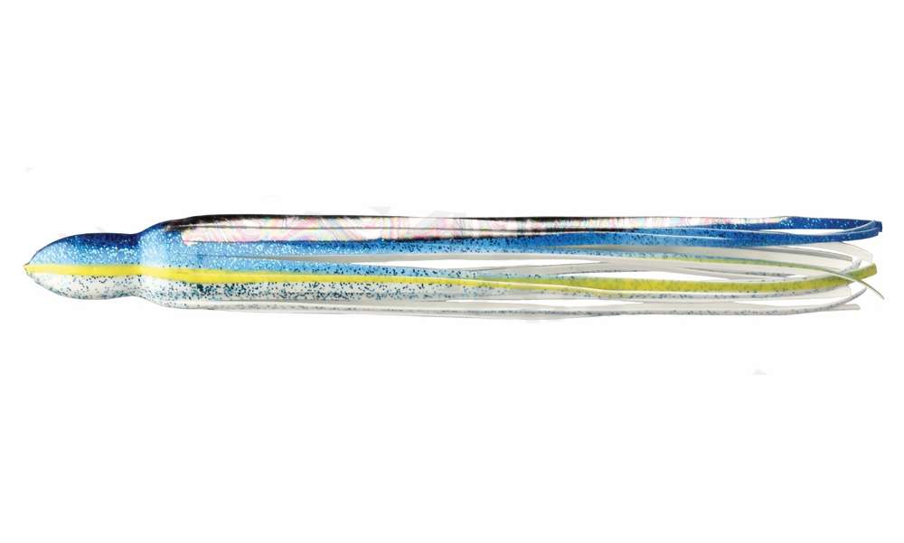 Lure Skirt 10" Blue/White with Yellow Vein/Laser