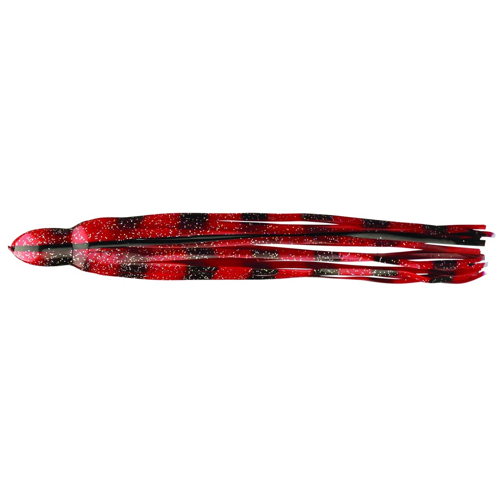 Lure Skirt 7" Red with Holo Flake, Black Bars & Vein