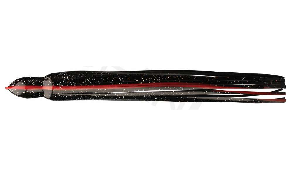 Lure Skirt 14" Black with Holo Flake, Red Vein