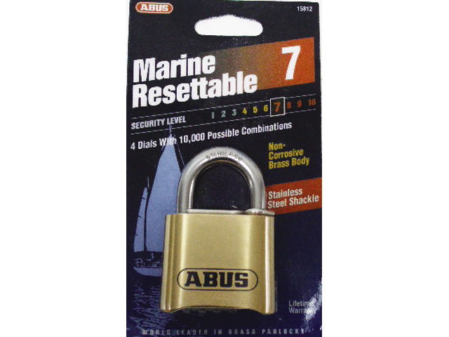 Padlock, Combination Brass Body:2" Stainless Steel Shackle:1"