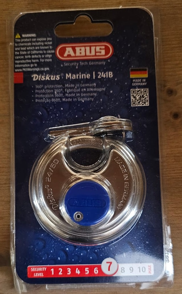 Padlock, Diskus 2-3/8" Stainless Steel Shackled