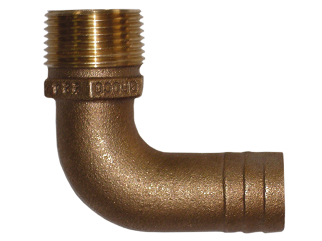 Elbow Thread Barb, Bronze Pipe:3/4Mpt Hose:3/4" 90º