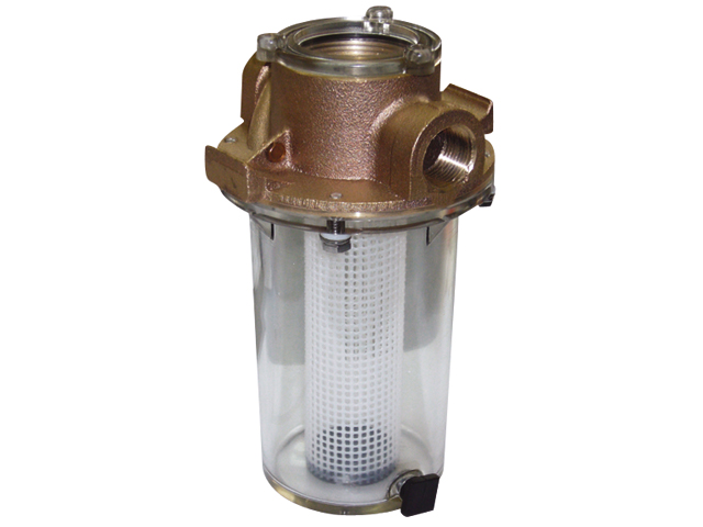 Strainer, Raw-Water Bronze Port:1.25" Plastic Basket