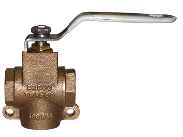 3 Way-BallValve, 1/2" Plastic Tapered Thread Top-Control Bronze