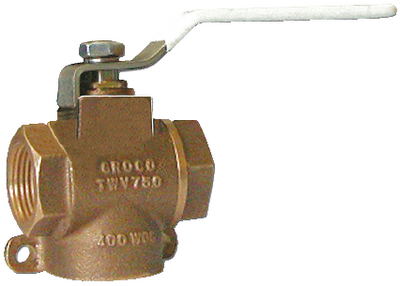 3 Way-BallValve, 3/4" Bronze