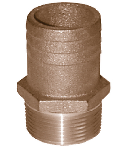 Hose Barb, Bronze FF Hose:1-1/8 Pipe:1" NPT Male Full-Flow