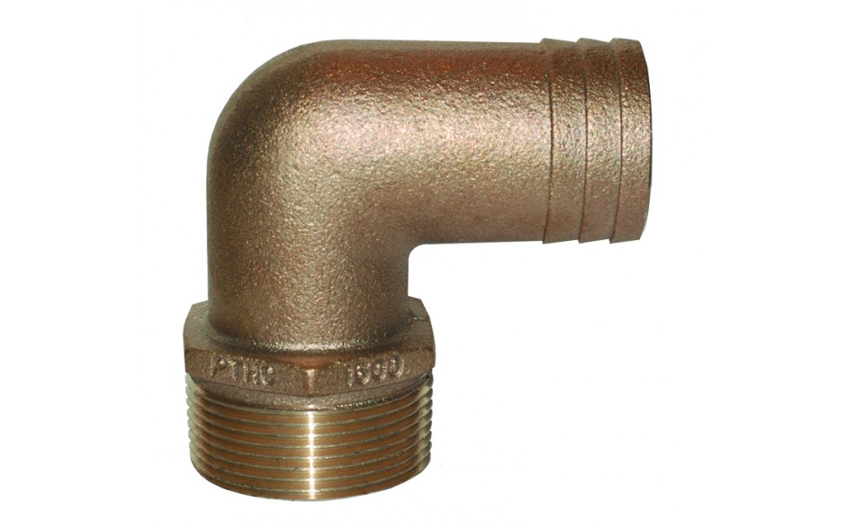 Elbow Thread Barb, Bronze PTHC Pipe:1.25Mpt Hose:1.25"