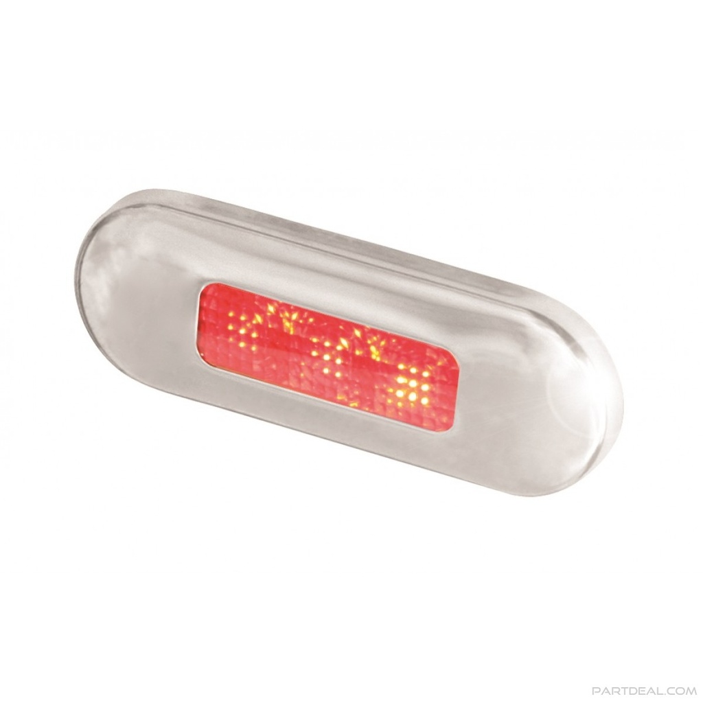 Courtesy Light, LED Oblong Red Stainless Steel Frame 10to33V