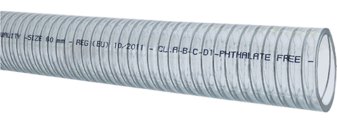 Hose, Clear Steel Reinforced 25mm 75PSI/23ºC per Foot