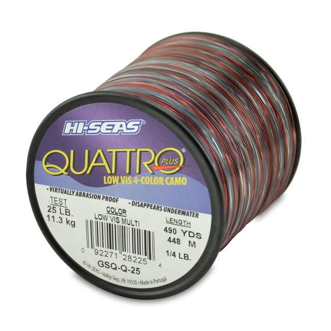 Monofilament Quattro Plus 25lb Test 1/4lb Spool 490yds Camo