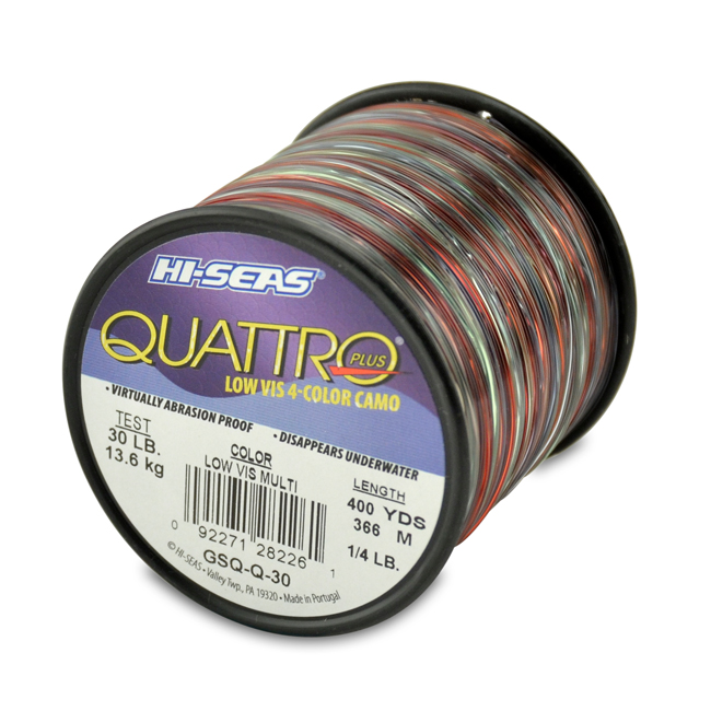 Monofilament Quattro Plus 30lb Test 1/4lb Spool 400yds Camo