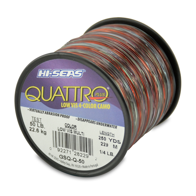 Monofilament Quattro Plus 50lb Test 1/4lb Spool 250yds Camo