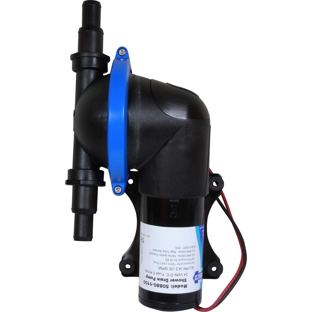 Bilge/Shower Pump, Non Submersible 24V 3.7GpM Port:3/4"