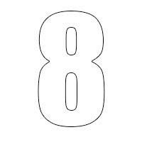 Number, 8 Vinyl Adhesive 3" White