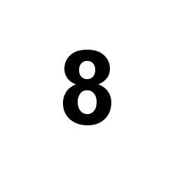 Number, 8 Vinyl Adhesive 3" Black Self-Aligning