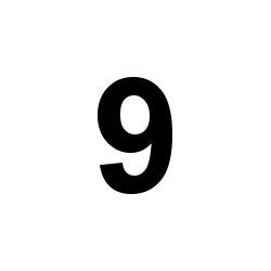 Number, 9 Vinyl Adhesive 3" Black Self-Aligning