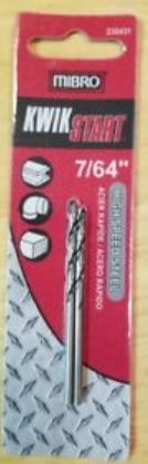 Drill Bit, Hi-Speed 7/64" 2/Card