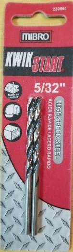 Drill Bit, Hi-Speed 5/32" 2/Card