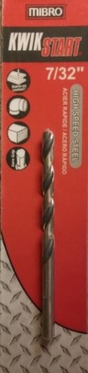 Drill Bit, Hi-Speed 7/32" 1/Card