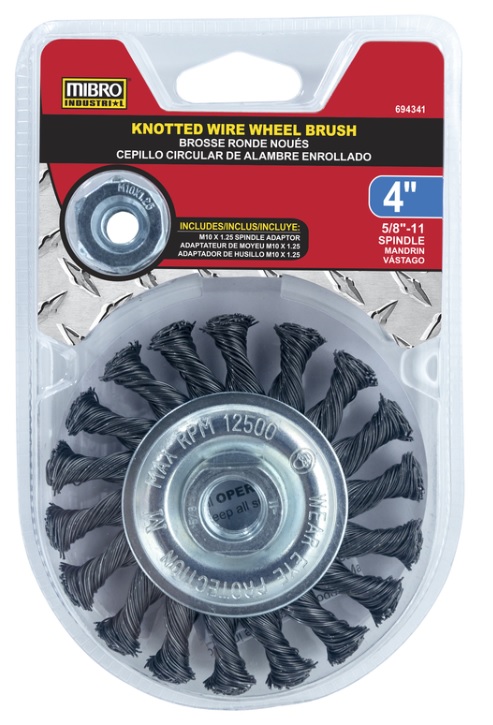 Wheel Brush, Knotted Wire 4"