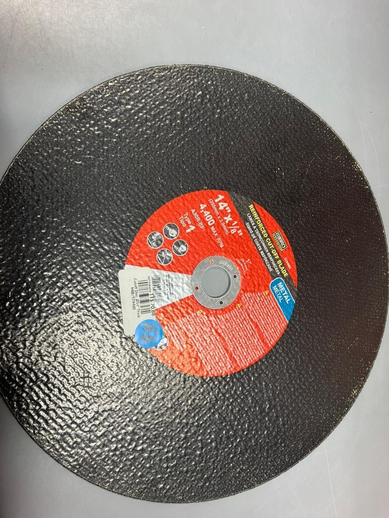 Cutoff Disc, Ø14" Thickness:1/8 Hole:1" for Metal