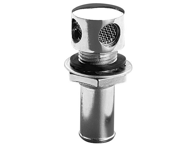 Tank Vent, Straight Chrome Plated Brass for Hose:5/8 Round-Head