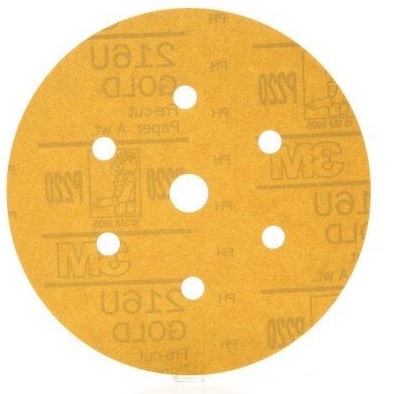 Sanding Disc, 6" Hookit G:220 Gold DustFree 6+1Hole