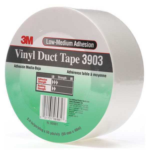 Duct Tape, Vinyl White Width 2" Length:50Yd #3903