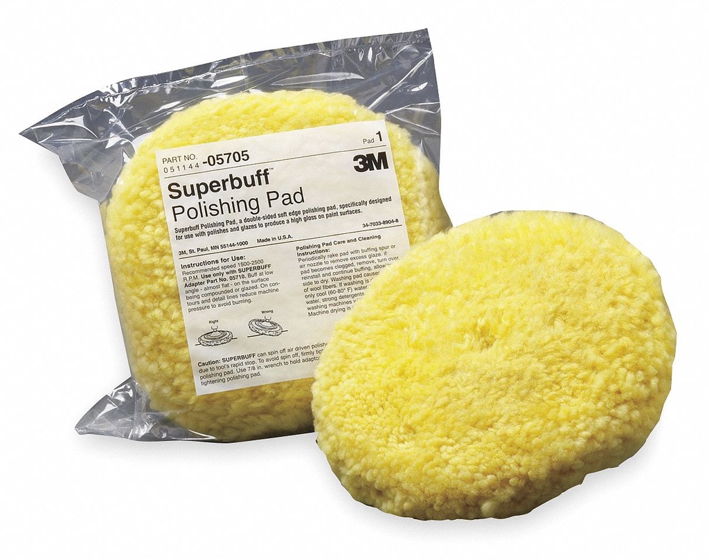 Polish Pad, Superbuff 9" Yellow Double Sided 100%Wool