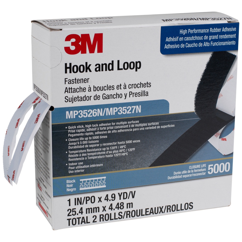 Hook & Loop, 1" Black Stickit Fastener per Foot