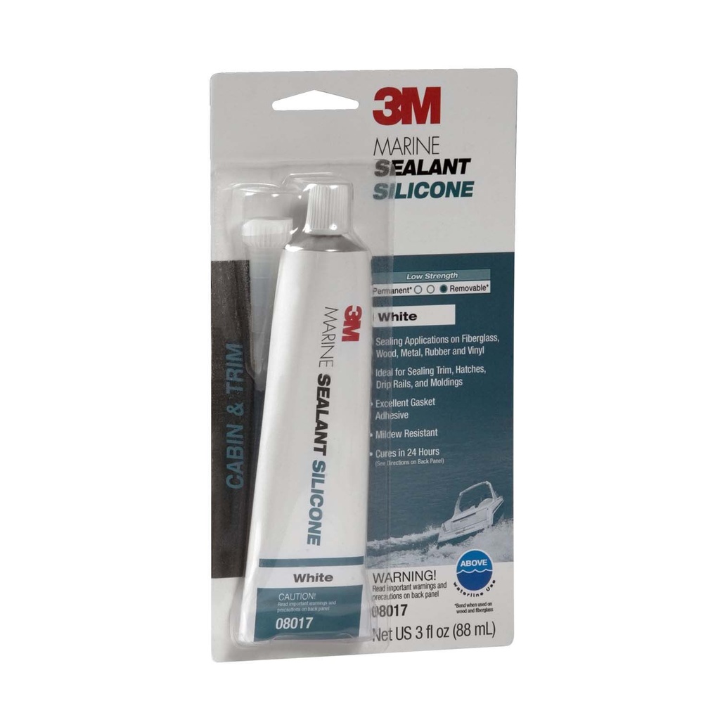 Silicone Sealant, Marine-Grade White 3oz/Tube