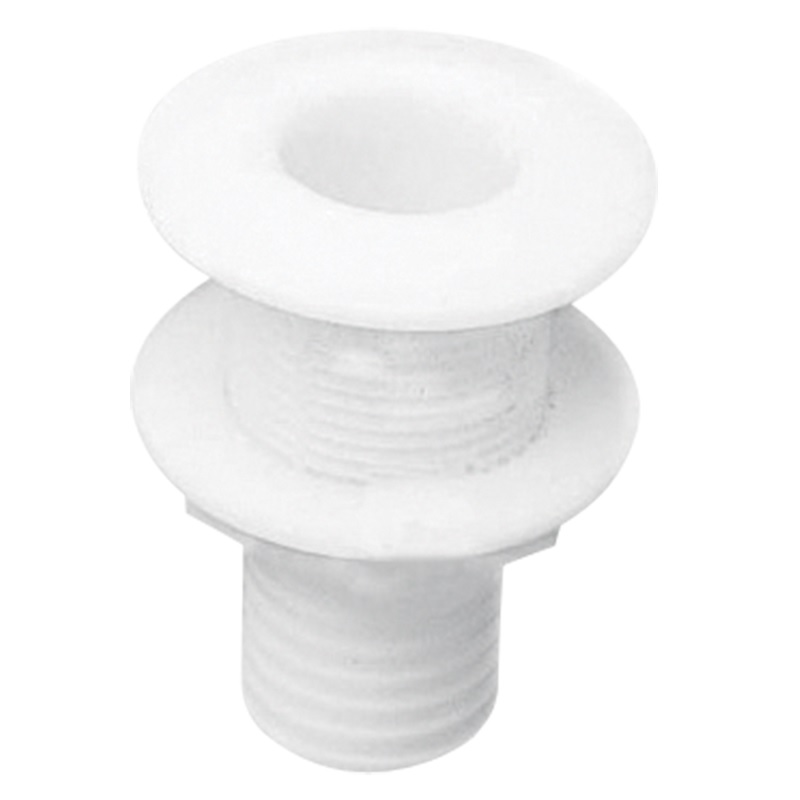 Thru-Hull, Hose:15mm CutoutØ22mm White Plastic