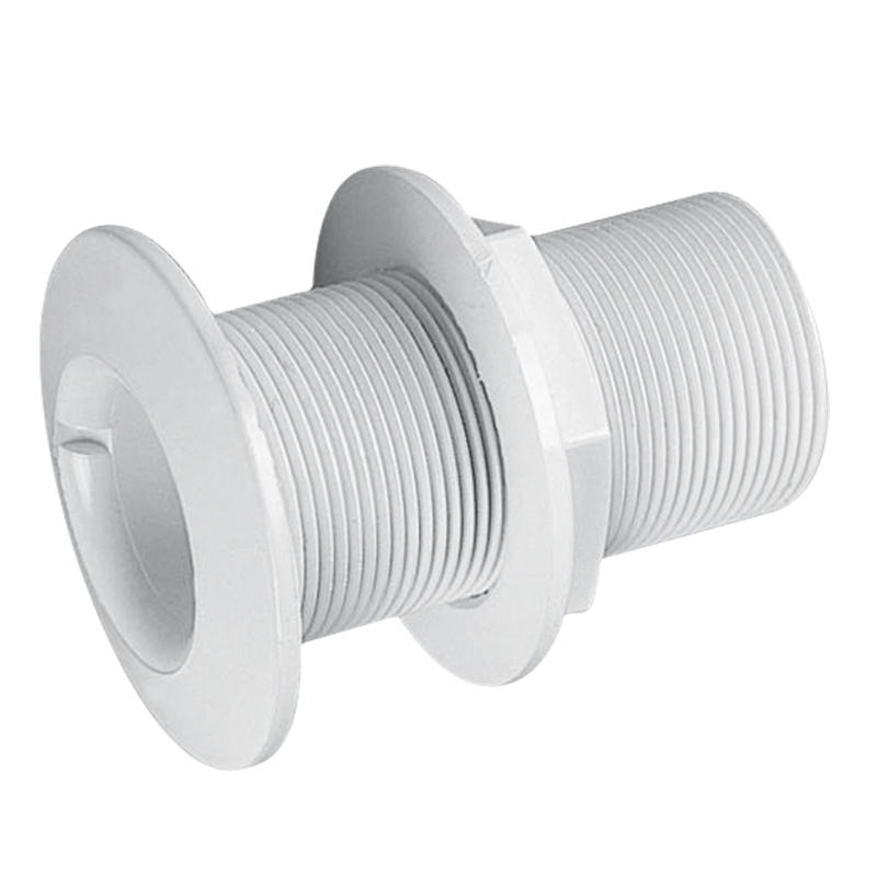 Thru-Hull, Full-Thread:1" NPT CutoutØ1.25" White Plastic