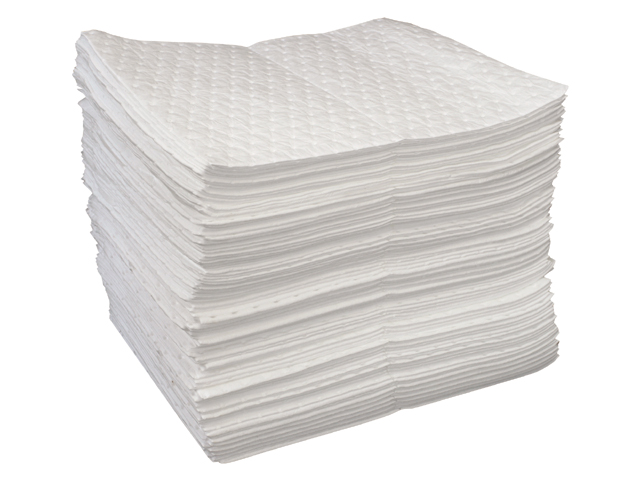 Sorbent Pad, Oil-Only White 17" x 19" Heavy-Wght