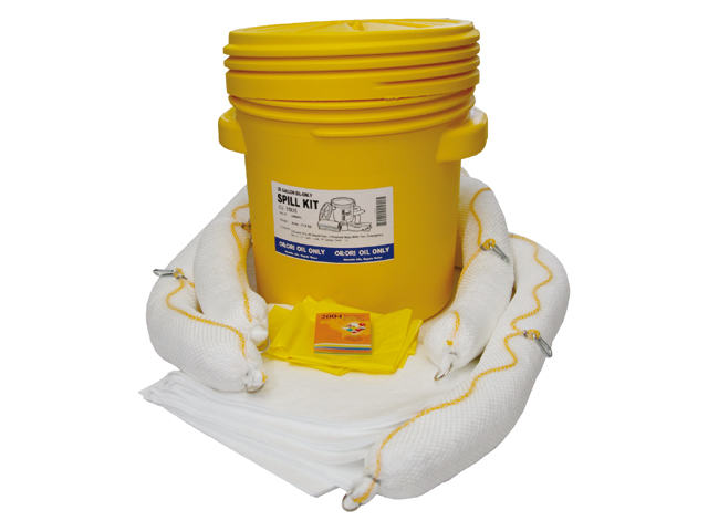 Sorbent Kit, Spill Oil-Only White Capacity:20Gal with Pail