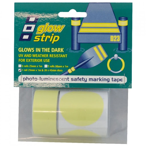 Tape, Glow Strip 2.5cm x 1m Roll with 20 Dots