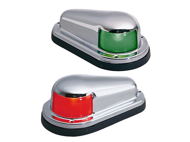 Navigation Light, Pair Red Green Side Horizontal Mount Chrome Plated Brass 12V